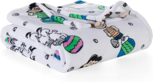 Vista 23 de Berkshire Peanuts® VelvetLoft® - Manta de felpa de Snoopy con bonito personaje, acogedora manta Fairisle Crimson Neutral, manta de 55 x 70 pulgadas