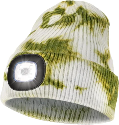 Vista 44 de MELASA Gorro unisex con luz, recargable por USB, manos libres, gorro LED, regalos de invierno para hombres Tinte amarillo albaricoque