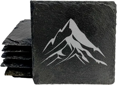 Vista 9 de Mountain Majesty - Posavasos de pizarra con impresionante diseño de escena de montaña, perfectos para decoración del hogar y la oficina y protección