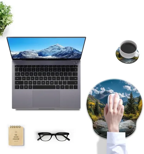 Vista 7 de HOPONY Alfombrilla de mouse con reposamuñecas, ergonómica, soporte de muñeca para escritorio, alfombrilla de mouse grande para mouse inalámbrico