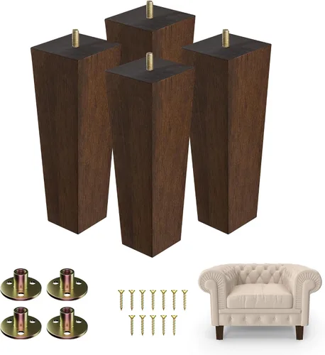 Vista 17 de Yes4All Juego de 4 Patas de Muebles de Madera Redondas de 4 Pulgadas - Pies de Repuesto de Madera para Sofá, Cama, Banco - Patas Cónicas Ajustables