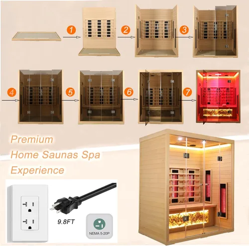 Vista 3 de Sauna infrarroja de espectro completo para 3 personas con terapia 75.3*62.8*39.2