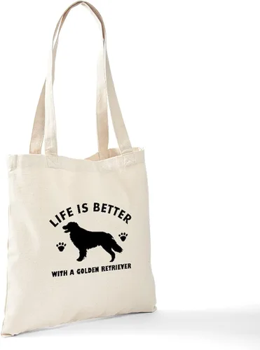 Vista 6 de CafePress Bolsa de compras de lona beige natural reutilizable con diseño de raza Golden Retriever