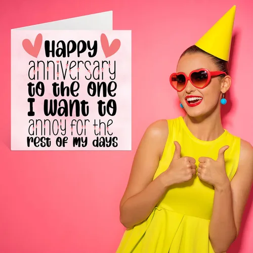 Vista 7 de Tarjeta de aniversario para mujeres, hombres, ella, él, The One I Want To Annoy, divertida tarjeta de aniversario de boda para marido, esposa