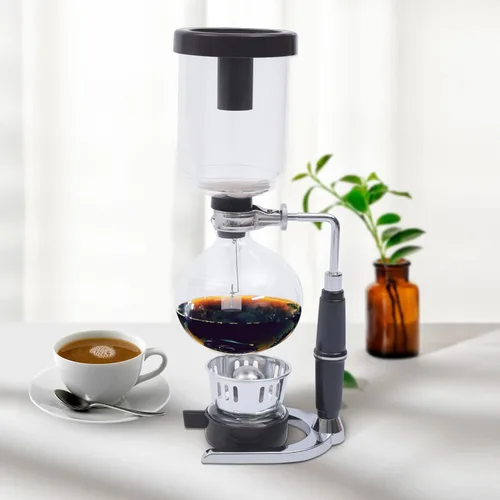 Vista 2 de Kaibrite Cafetera sifón sifón de mesa de vidrio sifón olla de vidrio sifón cafetera de sifón de sifón cafetera al vacío (3 tazas (12.2 fl oz))
