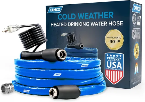 Vista 12 de Camco Heated Drinking Water Hose for RV, 5/8 In ID, 50 Ft, Blue, 22912-A