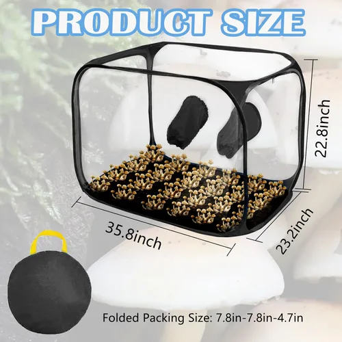 Vista 2 de Still Air Box, kit de cultivo de hongos, caja de aire portátil compacta para amantes de los hongos, cámara de fructificación de hongos para Negro
