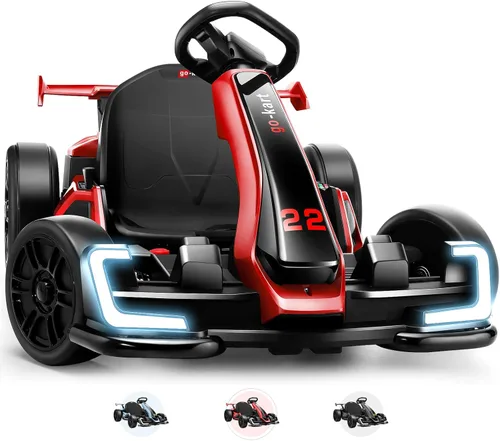 Vista 8 de Hikole Go Kart - Carrito eléctrico de 24 V para niños de 6 a 12 a 14 años Negro