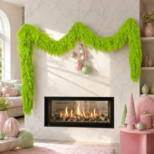 Vista 14 de Guirnalda de cedro de Navidad de 9 pies, decoraciones navideñas de Verde