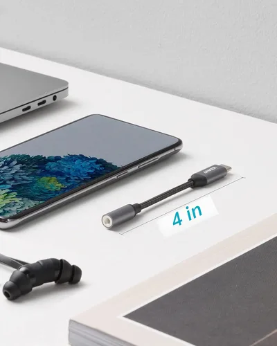 Vista 6 de Anker Adaptador de Audio USB C a 3.5mm, Cable de Nylon Macho a Hembra para Samsung S20/S20+/S20 Ultra, Pixel 4/+ 4XL, y Más Dispositivos Tipo C
