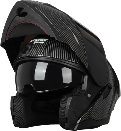 Vista 4 de Casco modular para motocicleta con diseño abatible, aprobado por el DOT con visera extra transparente, cascos de cara completa para motocicleta
