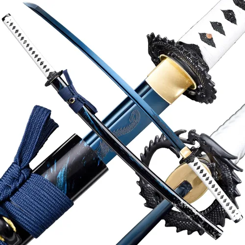 Vista 8 de Samurai Katana Espada hecha a mano de acero de alto carbono 1095 Japonesa Real Katana Espada de Espiga Completa Afilada