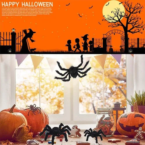 Vista 7 de Haawooky 7 arañas gigantes de Halloween, arañas peludas falsas realistas
