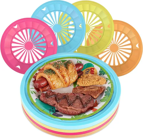 Vista 9 de Tessco for you 12 piezas de soportes reutilizables de plástico para platos de papel de 10 pulgadas, juego de soportes de plástico resistentes