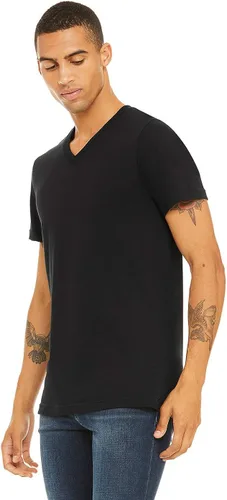 Vista 2 de Bella USA Made - Camiseta de jersey con cuello en V, Ceniza, L