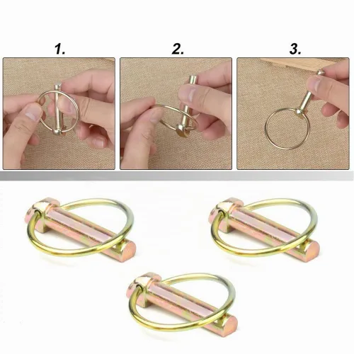 Vista 3 de Kit de surtido de 6 piezas de pasadores de chaveta 7/16 con anillo, pasador de chaveta resistente para tractores agrícolas, remolques, cortacésped