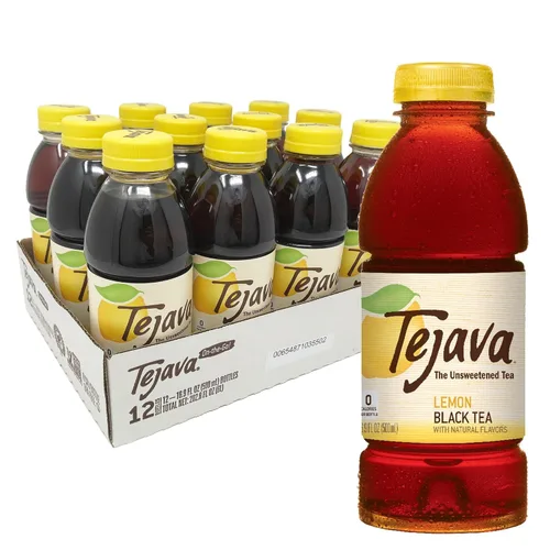 Vista 11 de Tejava Té helado negro con limón, paquete de 6, botellas de PET de 16.9oz, sin azúcar, sin OGM, kosher, sin azúcar ni edulcorantes, sin calorías