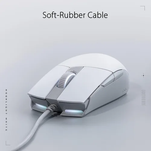 Vista 5 de ASUS ROG Strix Impact II Moonlight White Mouse para juegos Diseño ambidiestro y ligero sensor óptico de 6200 DPI interruptores intercambiables