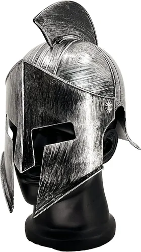 Vista 5 de Accesorio de disfraz de casco de gladiador espartano romano antiguo de plástico para juego de batalla Halloween Cosplay LARP plateado