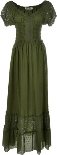 Vista 7 de Anna-Kaci Vestido Maxi de Doncella Campesina Renacentista Inspirado Boho con Manga Corta y Ribete de Encaje Beige
