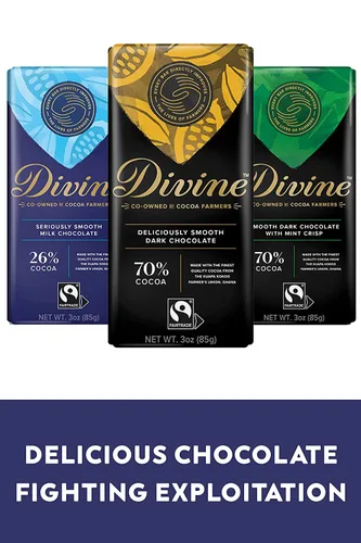 Vista 5 de Divine Barras de chocolate – 85% chocolate negro – Hechas con cacao de comercio justo, ingredientes naturales, sin sabores artificiales 3oz.