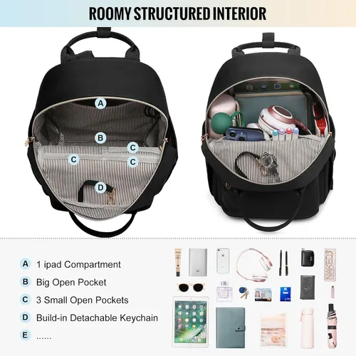 Vista 3 de LOVEVOOK Mini mochila para mujer, bonita mochila pequeña, mochila ligera a la moda para el trabajo, viajes, mochila diaria