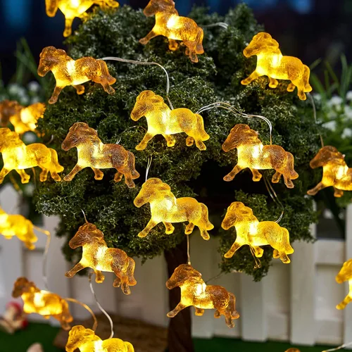 Vista 8 de Guirnalda de luces decorativas de caballo de 8.5 pies, 20 luces LED USB o con control remoto para dormitorio, cumpleaños, vacaciones, boda