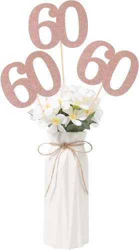 Vista 6 de Decoraciones de 50 aniversario NO 50, paquete de 10 centros de mesa de cumpleaños de 50 cumpleaños de doble cara con purpurina dorada para mesas Oro