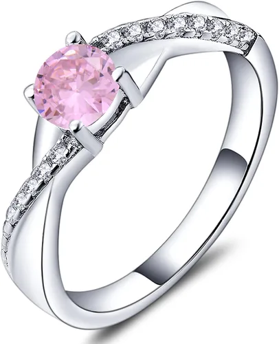 Vista 11 de YL 925, Anillo de compromiso de plata, piedra de nacimiento de corte redondo de 5MM, anillo infinito para mujer 01-Granate-Enero
