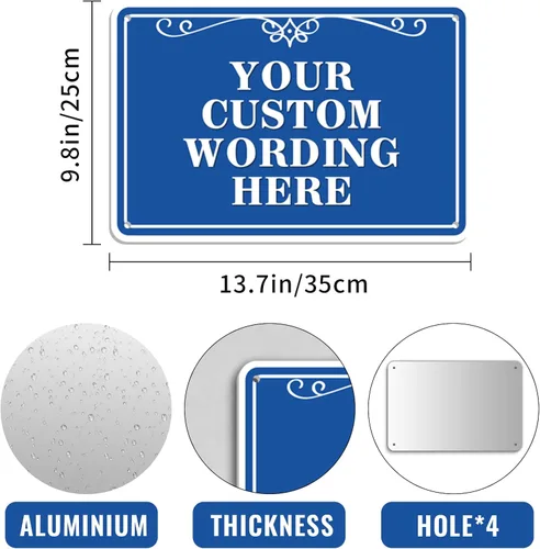 Vista 6 de Letreros personalizados de metal para exteriores, letreros personalizados para interiores con texto en inglés "Make Your Own Sign" para patio