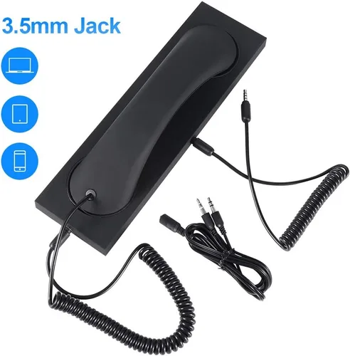Vista 5 de Auricular retro, auricular para celular, auricular de teléfono retro receptores antirradiación de 3.5 mm para iPhone iPad, teléfonos móviles