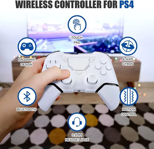 Vista 2 de Wireless Controller for PS-4,Wireless Game Controller for PS-4ProSlim Console, with Dual Vibration6-Axis Gyro SensorAudio Function compatible for PC