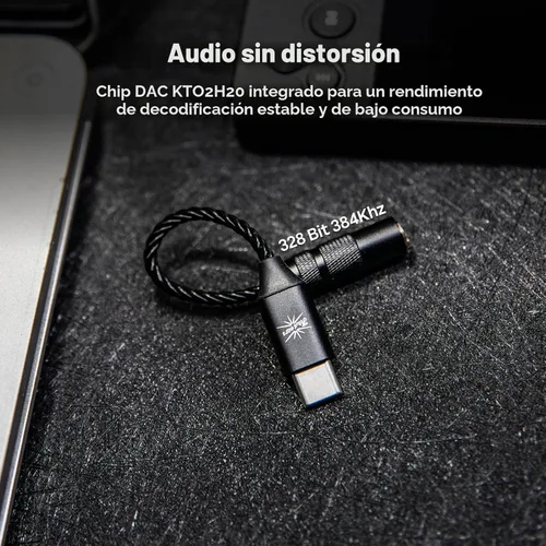 Vista 3 de Linsoul Kiwi Ears AD1 Tipo-C a 0.138 in Cable adaptador DAC de auriculares hembra USB C a Aux IEM Dongle con chip KT02H20, alta resolución