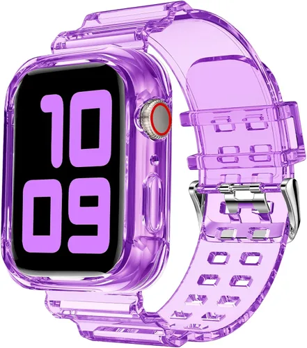 Vista 52 de DABAOZA Compatible con correa transparente de Apple Watch de 1.772 in y Purpurina transparente.