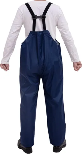 Vista 4 de RainRider Pantalones con peto de lluvia para hombres y mujeres, pantalones de seguridad Oxford 150D, pantalones de trabajo resistentes al agua