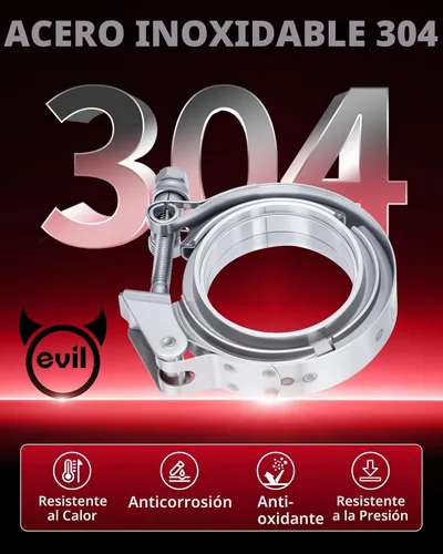 Vista 5 de EVIL ENERGY Abrazadera de banda en V de 2,5 pulgadas con brida macho hembra de acero inoxidable de liberación rápida