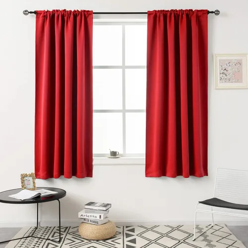 Vista 9 de DUALIFE Cortinas opacas de 45 pulgadas de largo, 2 paneles para ventanas pequeñas de dormitorio, aislamiento térmico, bolsillo para barra, cortinas