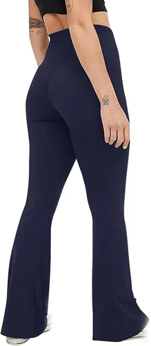 Vista 5 de SIUMOPA Leggings lisos acampanados para mujer, pantalones de yoga cruzados, pantalones de descanso, pantalones de cintura alta, elásticos