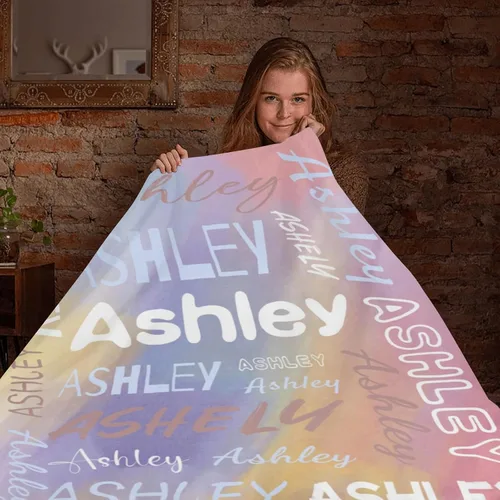 Vista 4 de Manta de bebé personalizada con nombre, manta con nombre personalizado para niños, adultos, mujeres, hombres, niñas, niños, manta de franela Color: 1