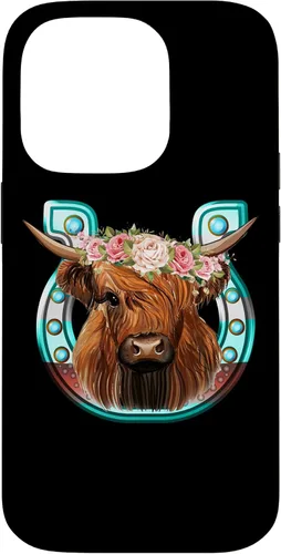 Vista 17 de Floral Highland Cow Heifer Horseshoe Western Country Case for iPhone 16