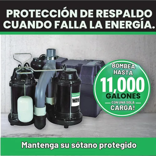 Vista 5 de WAYNE - Bomba de sumidero de 1/2 HP con interruptor de flotador vertical integrado y capacidad de respaldo de batería de 12 voltios, batería