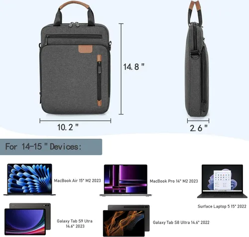 Vista 3 de TORIBIO Funda acolchada para portátil de 15 pulgadas Gris