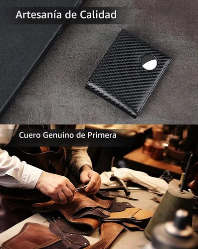 Vista 8 de Swallowmall AirTag Billetera para hombre con bloqueo RFID, de piel auténtica, plegable, para AirTag con 1 ventana de identificación, 13 tarjeteros