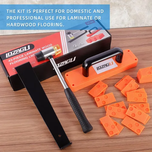 Vista 12 de Kit de 43 piezas para herramientas de suelo laminado, kit de instalación LVP, herramientas para suelos de vinilo, taco de golpeteo con mango