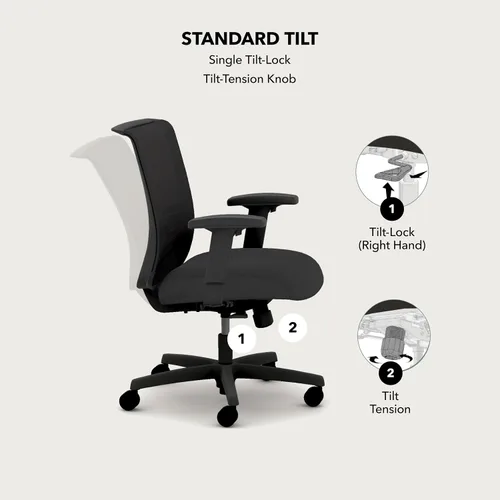 Vista 4 de HON Convergence - Silla de oficina ergonómica con respaldo de malla, brazos ajustables, soporte lumbar, silla de escritorio con inclinación