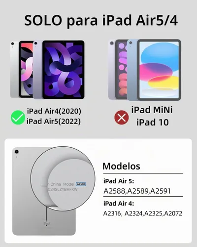Vista 2 de Funda Marasone para iPad de 10.9 pulgadas, funda magnética para iPad Air 4/5, funda con soporte plegable desmontable y espacio para lápiz, función