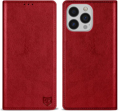 Vista 27 de ZZXX Funda tipo cartera para iPhone 13 con bloqueo RFID, soporte de ranura para tarjetas, funda protectora de cuero magnético fuerte plegable