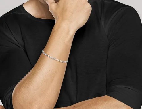 Vista 4 de Miabella Italian Solid 925 Sterling Silver, 18Kt Gold Plated 3mm, 4mm Solid Mariner Link Chain Bracelet for Men Women, Made in Italy