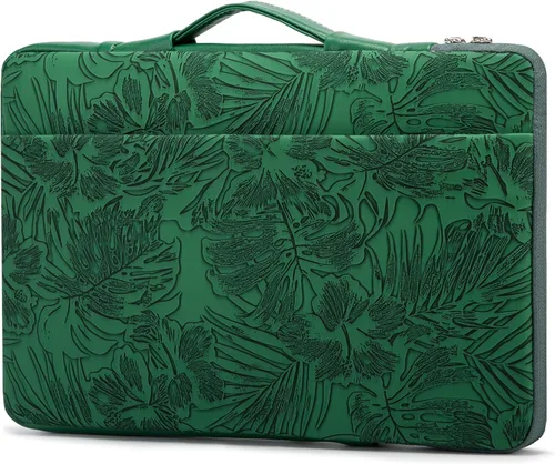 Vista 10 de Kinmac Funda protectora de piel sintética en relieve de 360° para laptop con solapa (flor de café, 15 a 15.6 pulgadas)