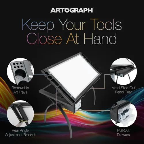 Vista 5 de Artograph Futura - Mesa de luz para artistas, dibujo con luz regulable y parte superior ajustable